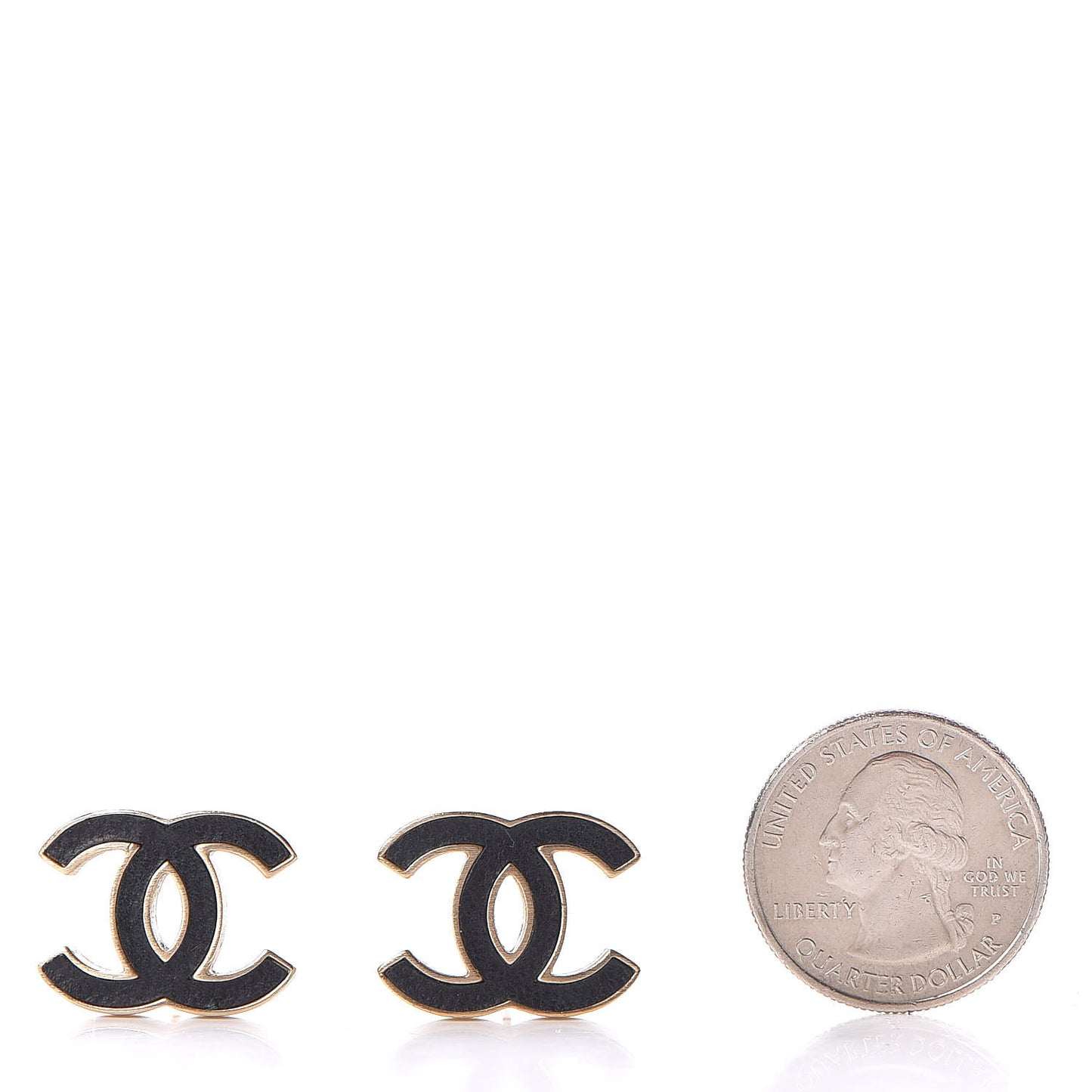 Lambskin CC Earrings Black Gold