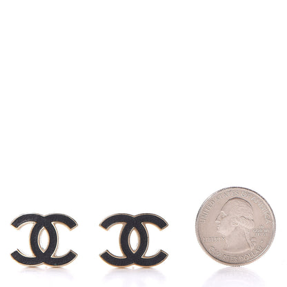 Chanel Lambskin CC Earrings Black Gold 2 of 7