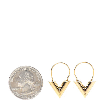 Louis Vuitton Brass Essential V Hoop Earrings Gold 2 of 4