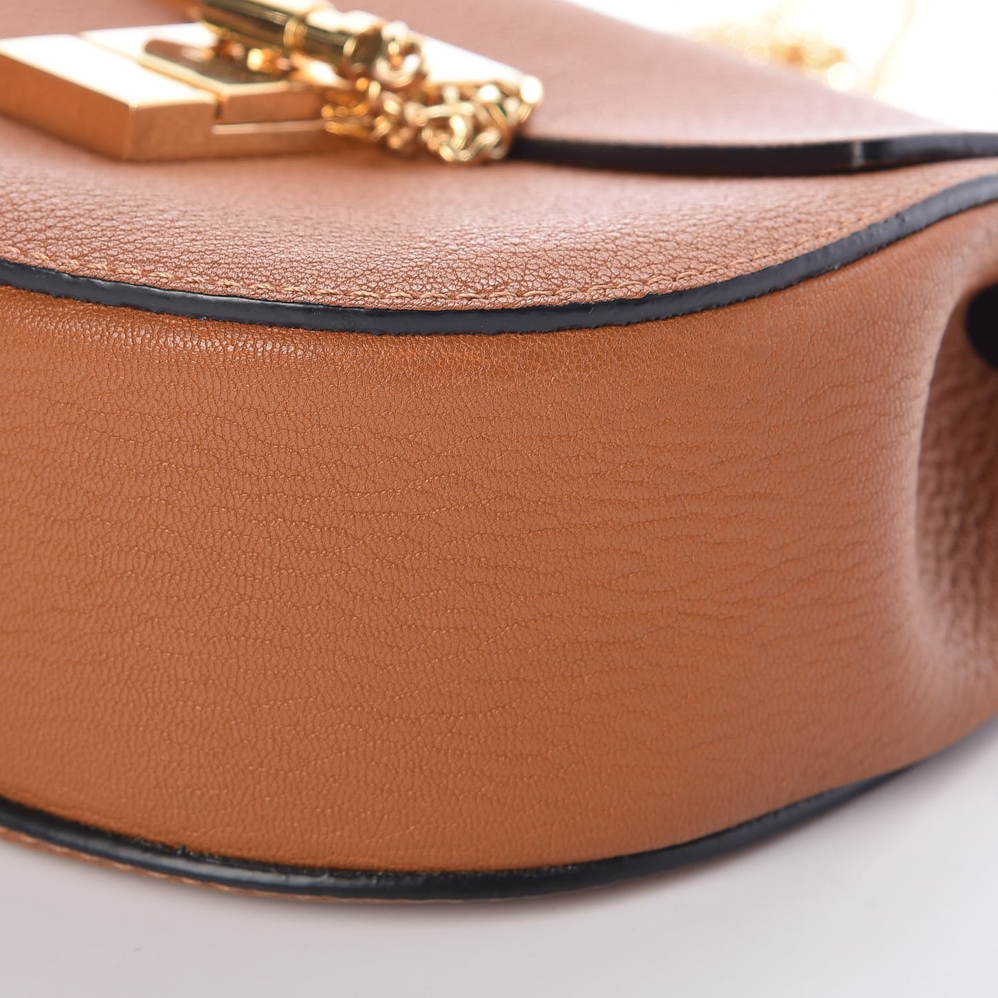 Grained Lambskin Mini Drew Shoulder Bag Caramel