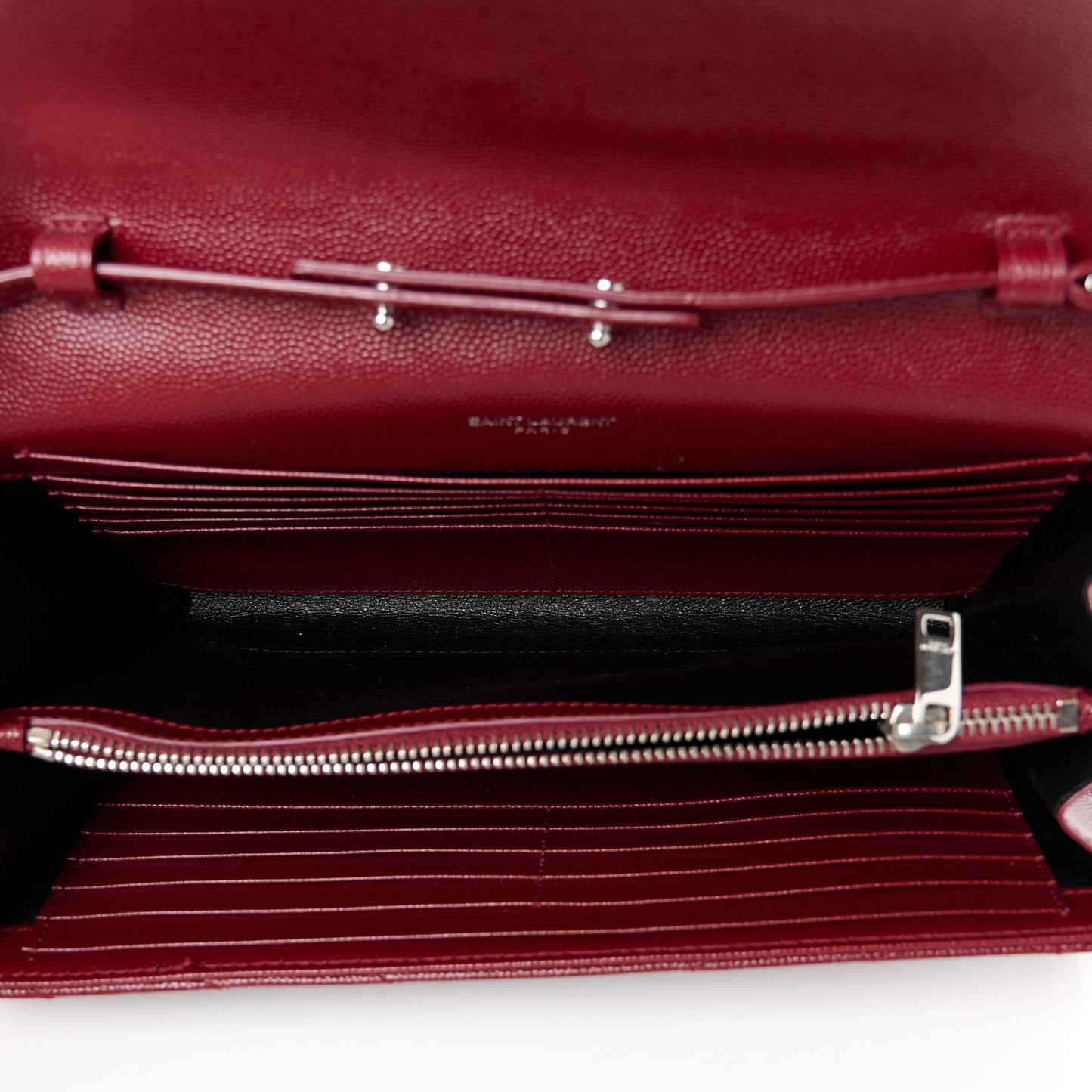 Grain De Poudre Matelasse Chevron Monogram Chain Wallet Palissandre