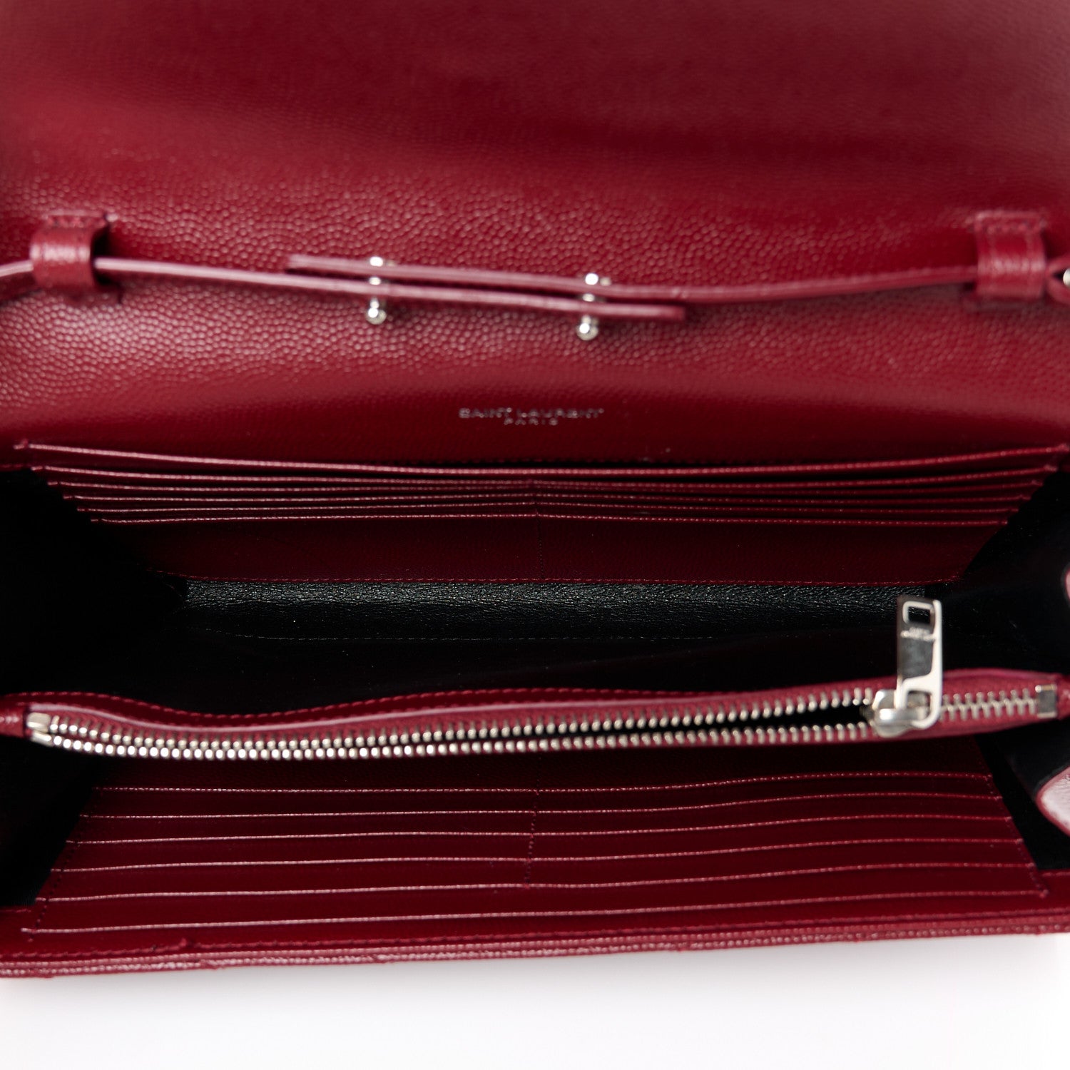 Saint Laurent Grain De Poudre Matelasse Chevron Monogram Chain Wallet Palissandre 5 of 11