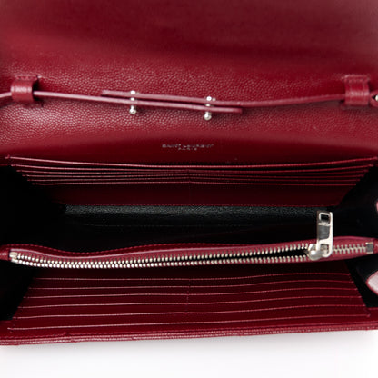 Saint Laurent Grain De Poudre Matelasse Chevron Monogram Chain Wallet Palissandre 5 of 11