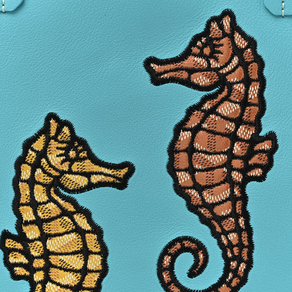 Goyard Goyardine Embroidered Seahorse Reversible Anjou PM Turquoise 13 of 17