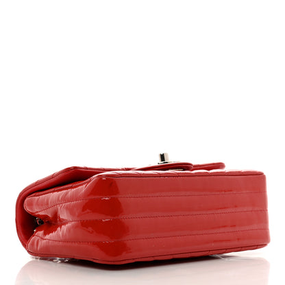 Chanel Patent Calfskin Chevron Quilted Mini Rectangular Flap Red 4 of 11
