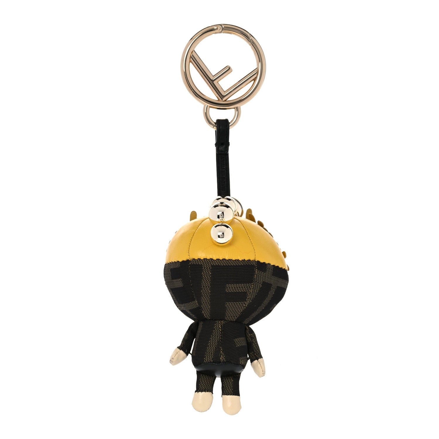 Fendi Shiny Nappa Zucca Pearl Fringe F is Fendi Space Monkey Bag Charm Sunflower Burro Tobacco 3 of 5