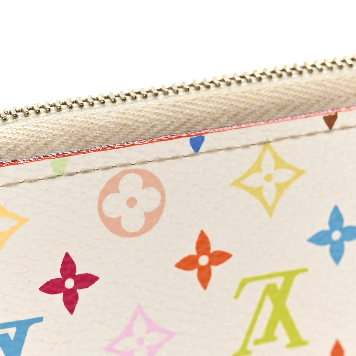 Monogram Multicolor Zippy Coin Purse Wallet White Litchi