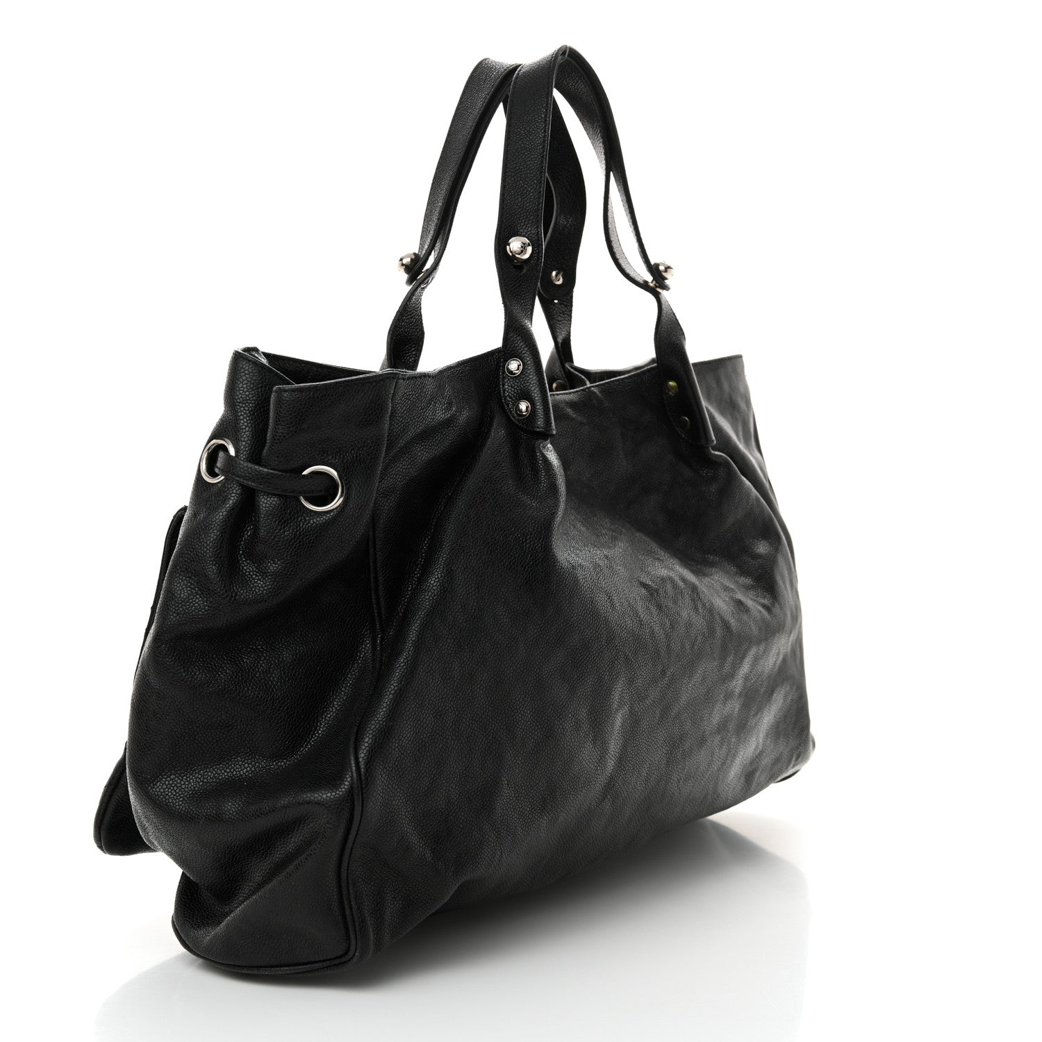 Chanel Glazed Caviar Reissue Double Pocket In The City Tote Black 3 of 13