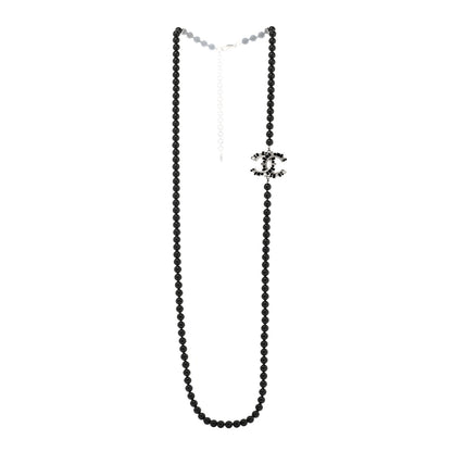 Chanel Ruthenium Baguette Crystal CC Beaded Long Necklace Black 3 of 6