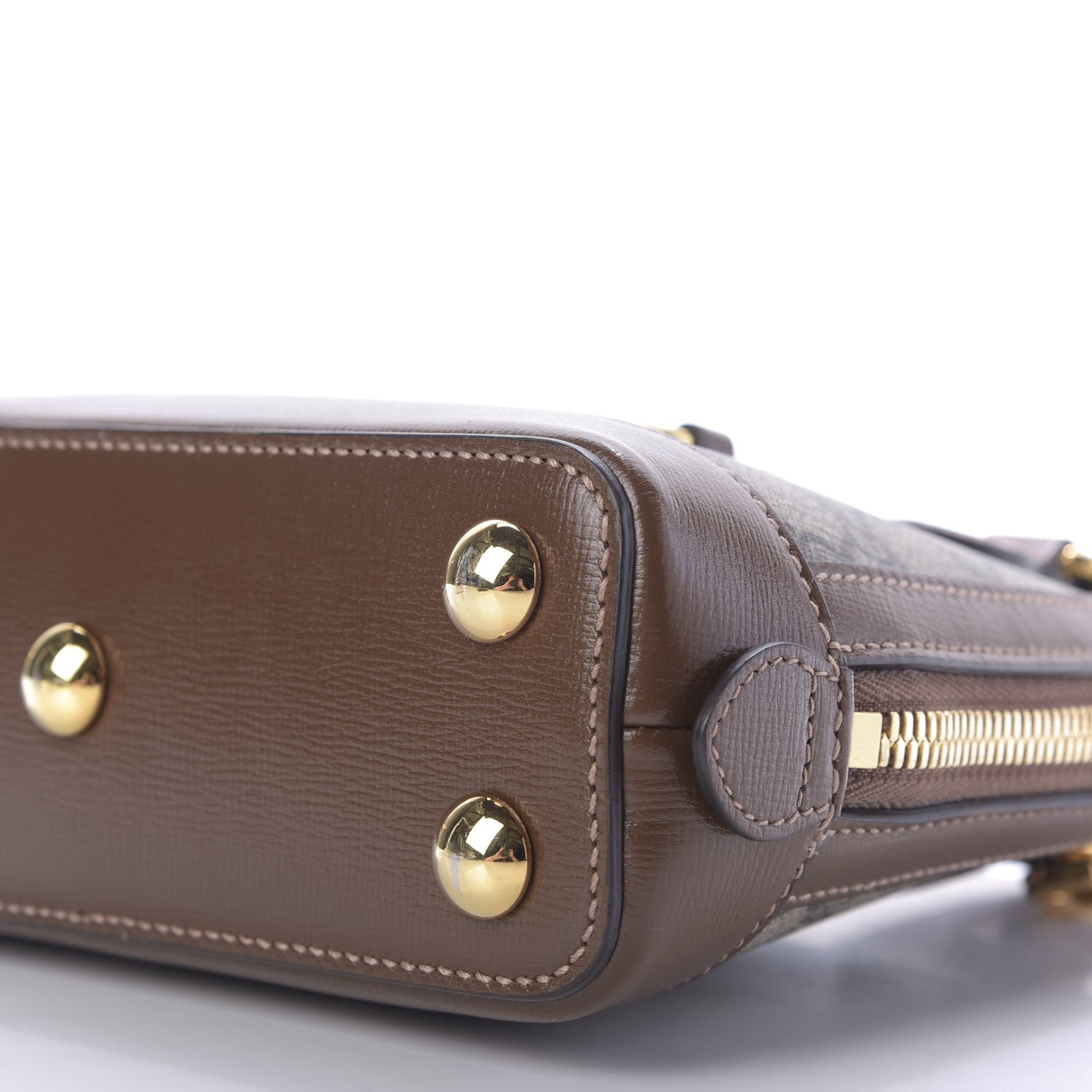 Gucci GG Supreme Monogram Azalea Calfskin Mini Horsebit 1955 Top Handle Bag Beige Ebony Brown Sugar 7 of 9