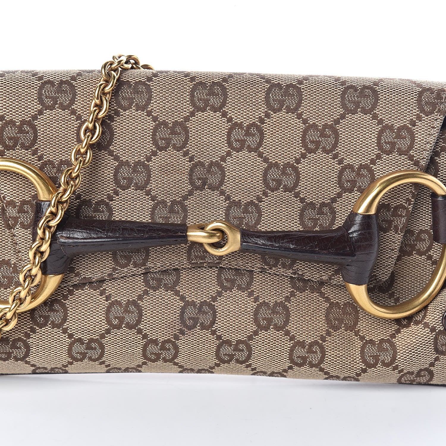 Gucci Monogram Horsebit Clutch Dark Brown 7 of 7