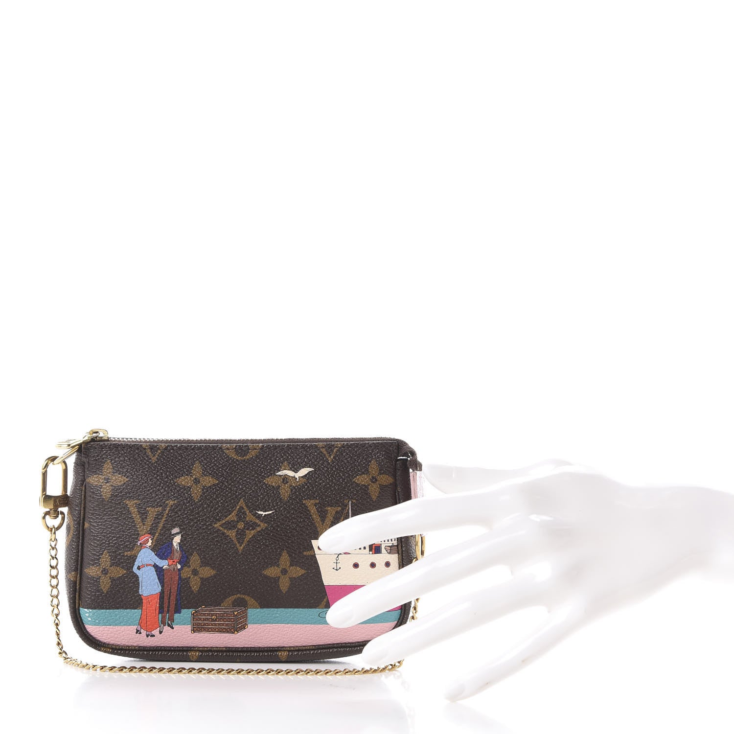 Louis Vuitton Monogram 2016 Christmas Animation Mini Pochette Accessories Rose Ballerine 2 of 10