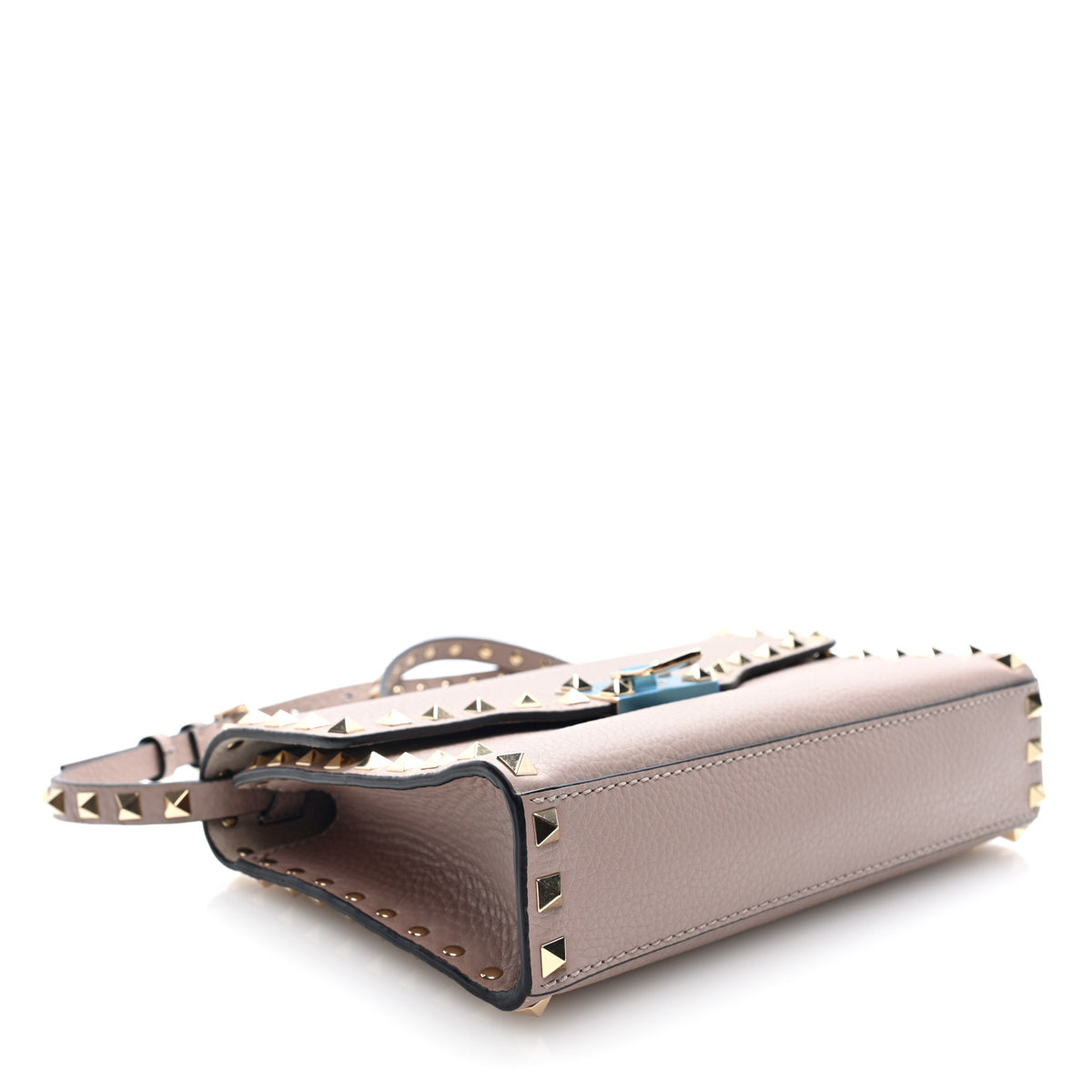 Pebbled Calfskin Medium Rockstud Flip Lock Crossbody Bag Poudre