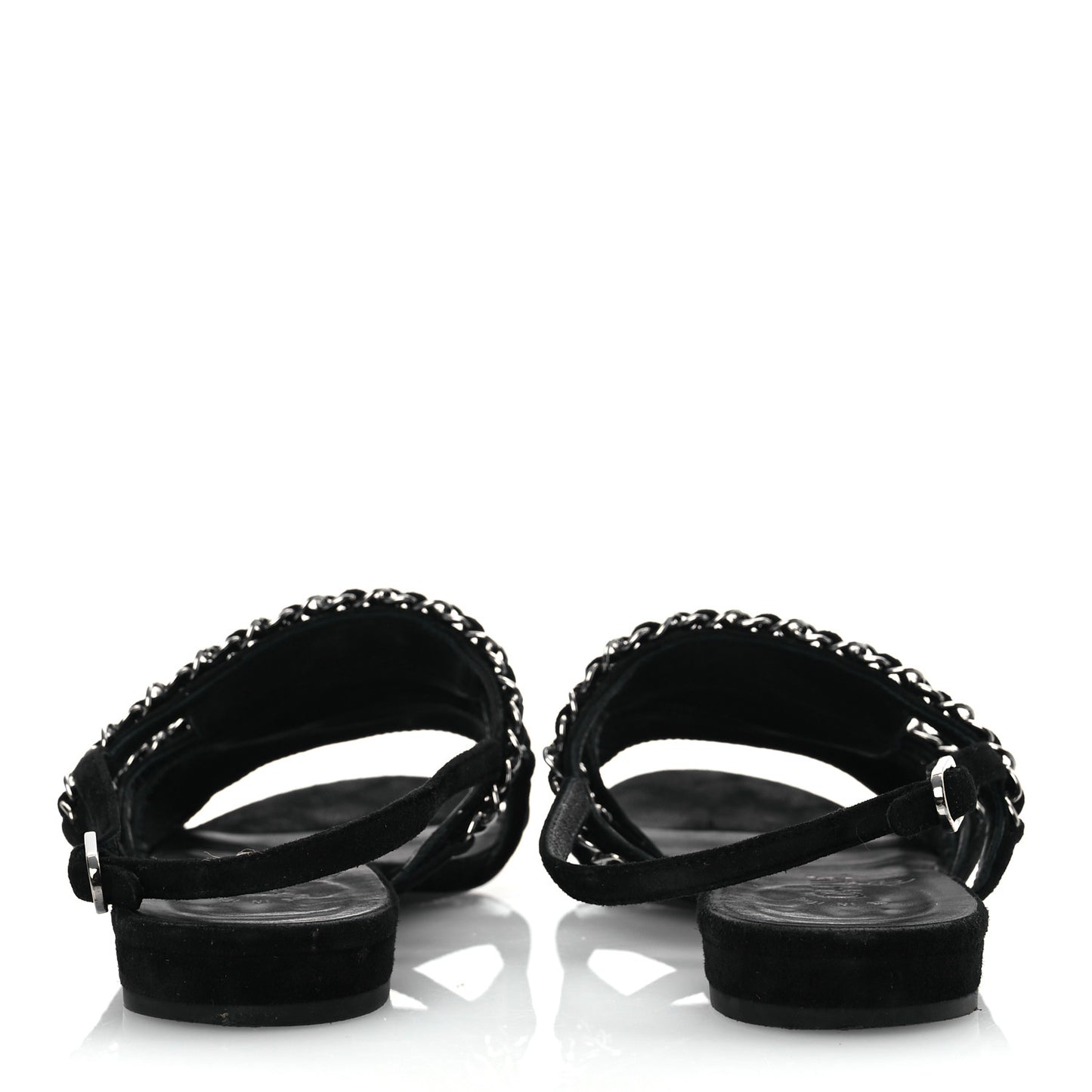 Suede Chain Flat Sandals 36.5 Black