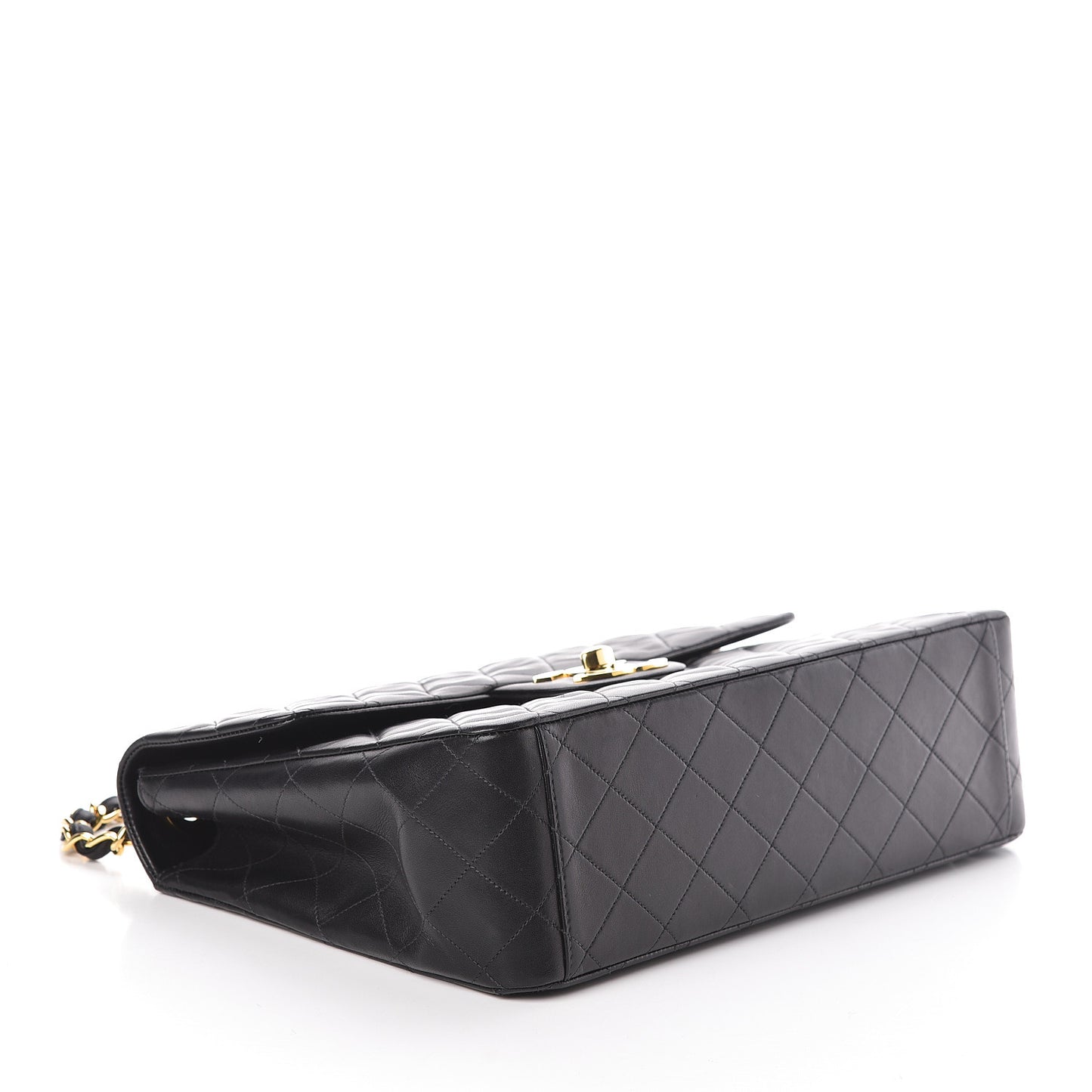 Lambskin Quilted XL Jumbo Single Flap Black