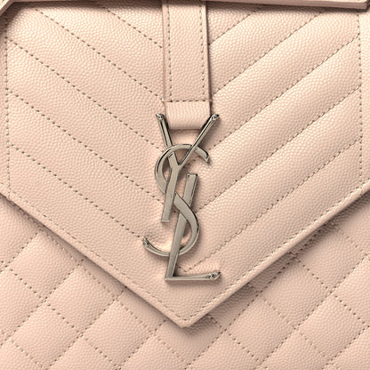 Saint Laurent Grain De Poudre Textured Mixed Matelasse Medium Triquilt Monogram Satchel Marble Pink 7 of 10