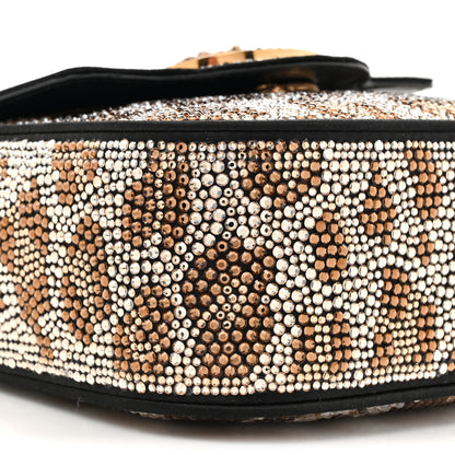 Versace Satin Crystal Studded Leopard Mini La Medusa Bag Black 8 of 9