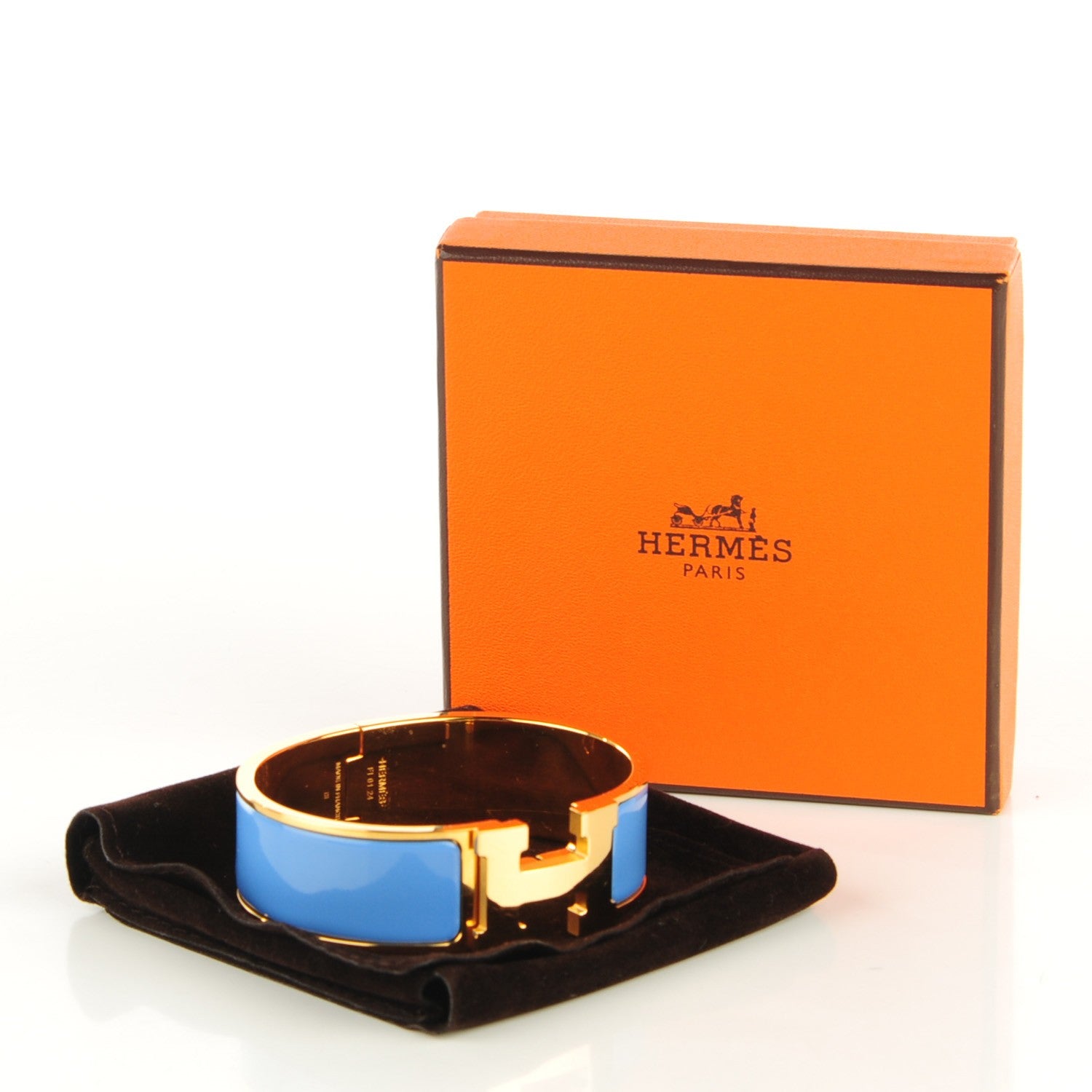 Hermes Enamel Wide Clic Clac H Bracelet GM Bleu Transat 4 of 6