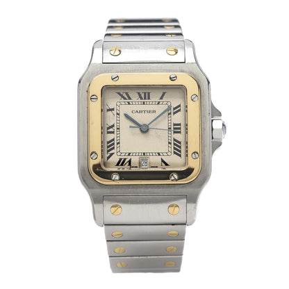 Cartier Stainless Steel 18K Yellow Gold 29mm Santos De Galbee Quartz Watch 1 of 6
