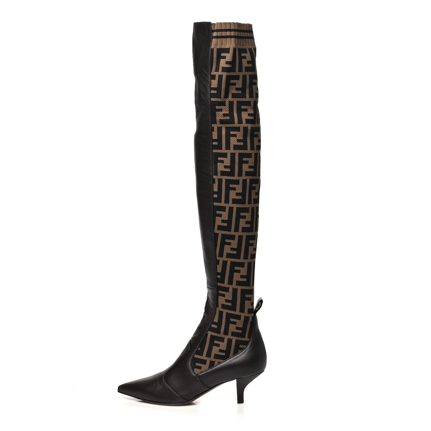 Nappa Microfiber Fabric FF Rockoko Thigh High Boots 35 Ebano Tobacco Black