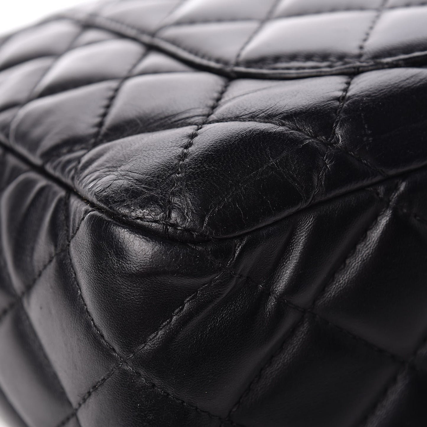 Lambskin Quilted Large Camera Case Black