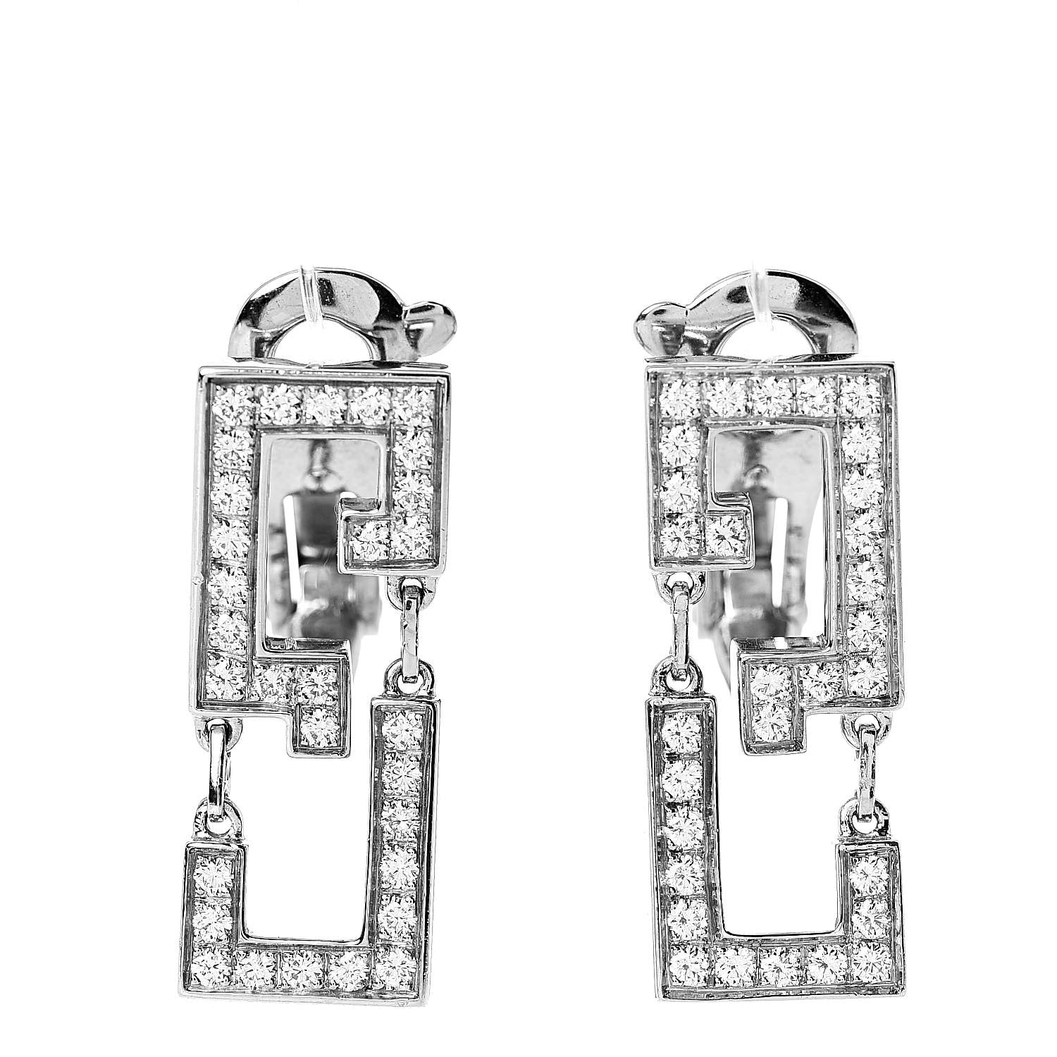 Cartier 18K White Gold Diamond Le Baiser Du Dragon Clip-On Earrings 1 of 4