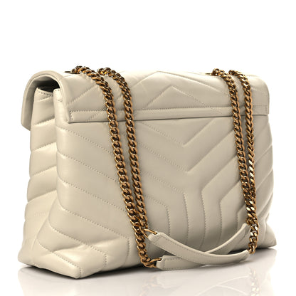 Saint Laurent Calfskin Y Quilted Monogram Medium Loulou Chain Satchel Blanc Vintage 3 of 10