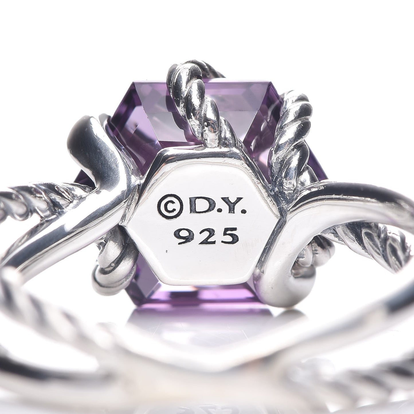 Sterling Silver Diamond Amethyst 10mm Cable Wrap Ring 54 7