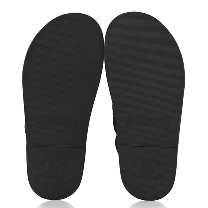 Chanel Crochet Velcro Dad Sandals 36 Black 6 of 9
