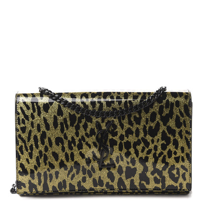 Saint Laurent Patent Leopard Print Monogram Chain Wallet Leopard Black Gold 1 of 9