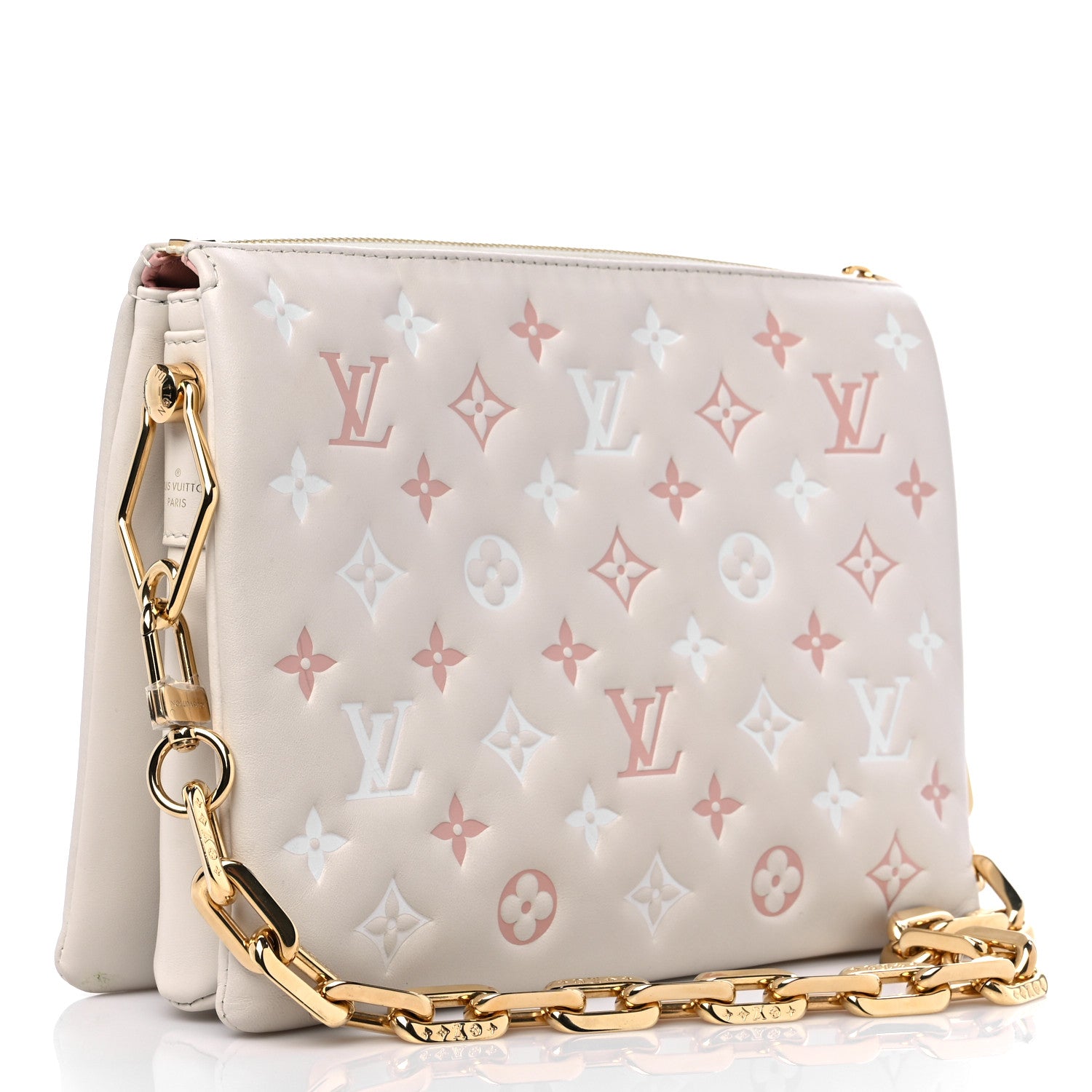 Louis Vuitton Lambskin Embossed Monogram Coussin PM Natural Creme 2 of 11