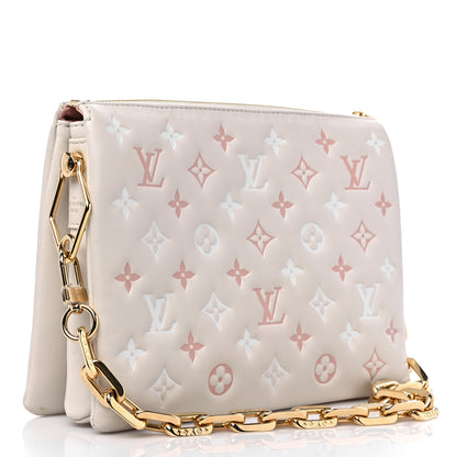 Louis Vuitton Lambskin Embossed Monogram Coussin PM Natural Creme 2 of 11