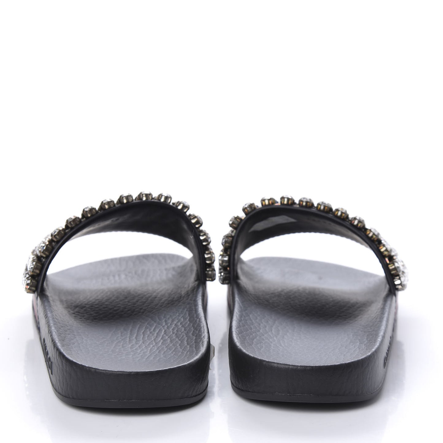Calfskin Crystal Embellished Web Slide Sandals 38 Blue Red