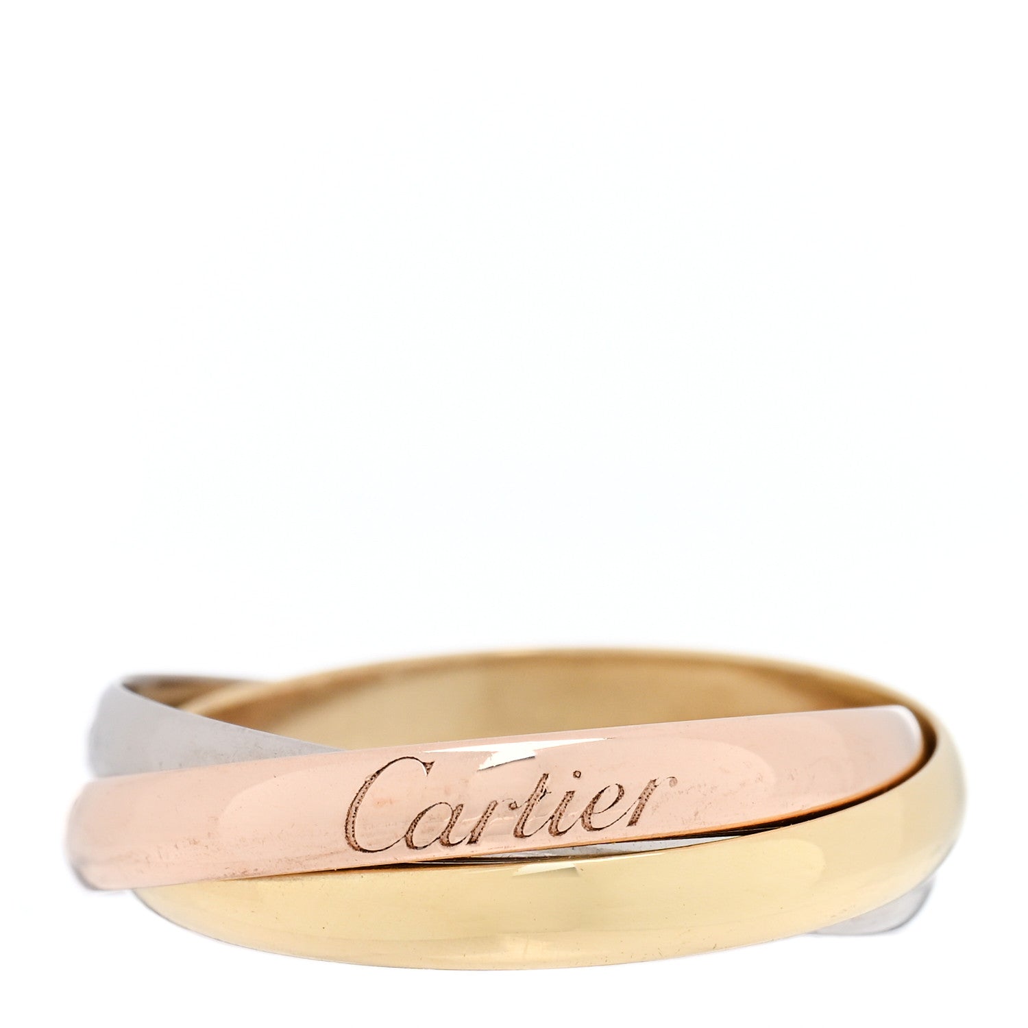 Cartier 18K Pink Yellow White Gold Small Trinity Ring 56 7.5 1 of 5