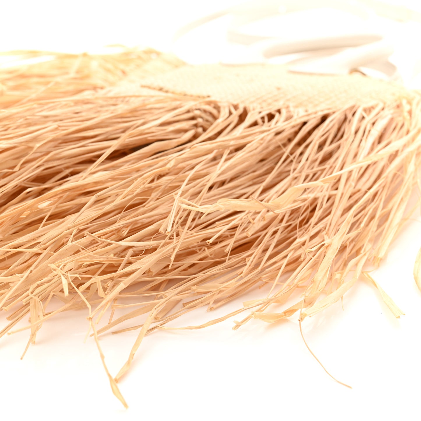 Raffia Woven Calfskin Le Petit Baci Natural White