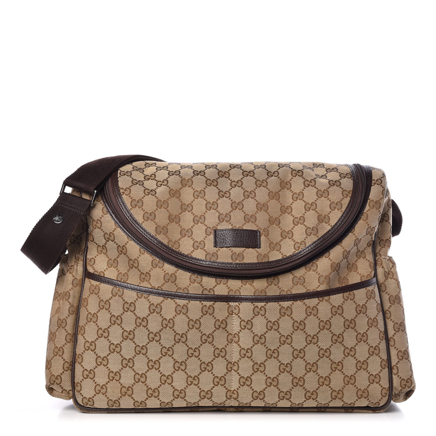 Gucci Monogram Natural Pigskin Large Diaper Bag Beige Ebony Cocoa Dark Chocolate 1 of 10