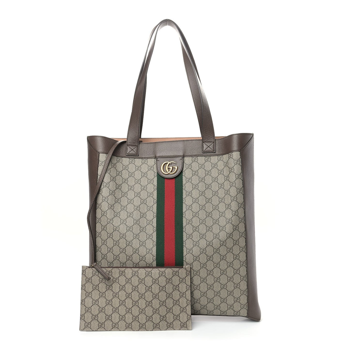 GG Supreme Monogram Web Large Ophidia Vertical Shopping Tote Brown