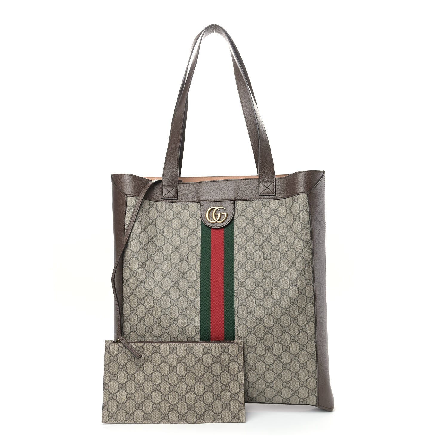 Gucci GG Supreme Monogram Web Large Ophidia Vertical Shopping Tote Brown 1 of 13