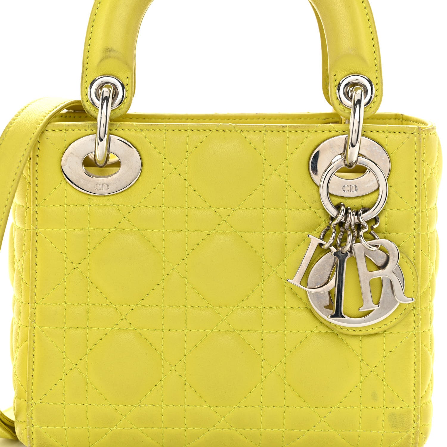 Christian Dior Lambskin Cannage Mini Lady Dior Yellow 1412559