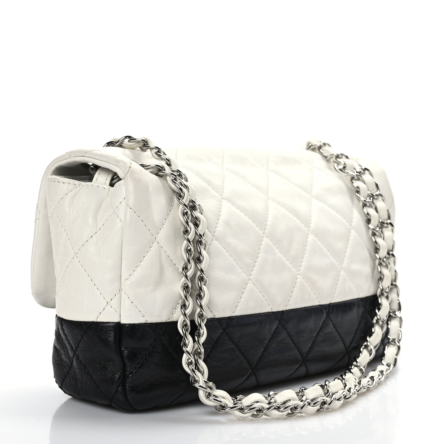 Chanel Lambskin Quilted Medium Flap Black White 3 of 9