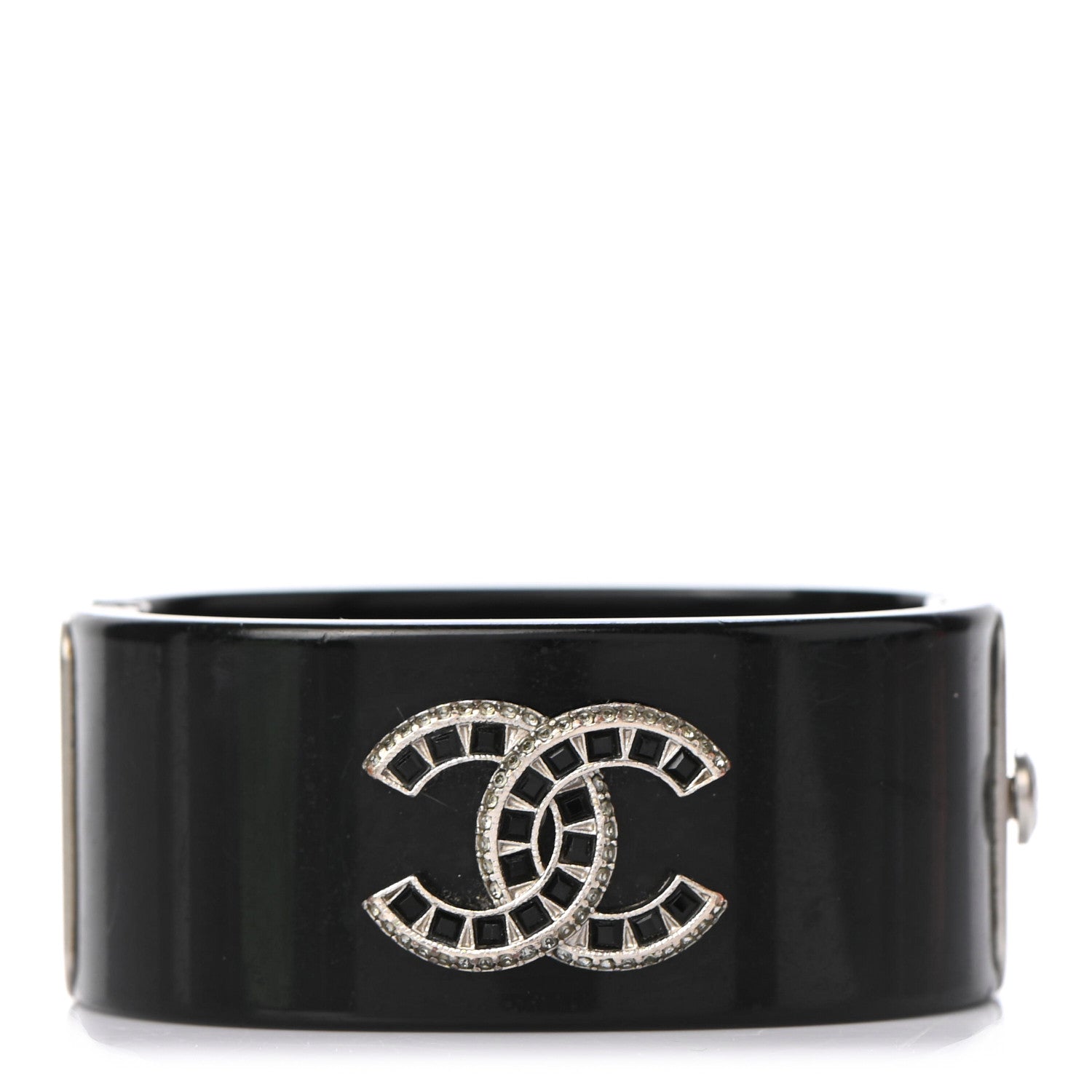 Chanel Resin Crystal CC Cuff Black 1 of 5