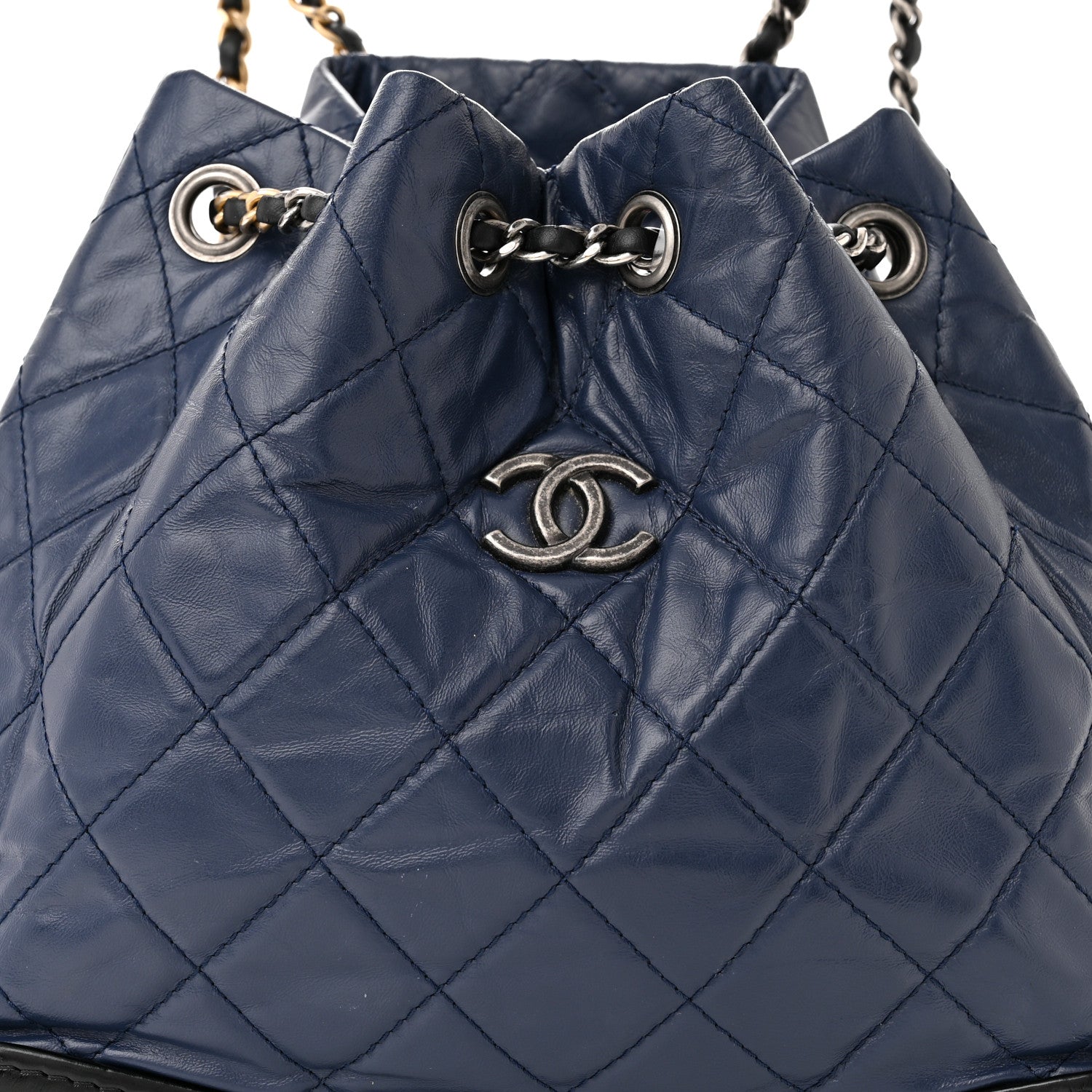 Chanel Aged Calfskin Quilted Gabrielle Backpack Navy Black 8 of 10