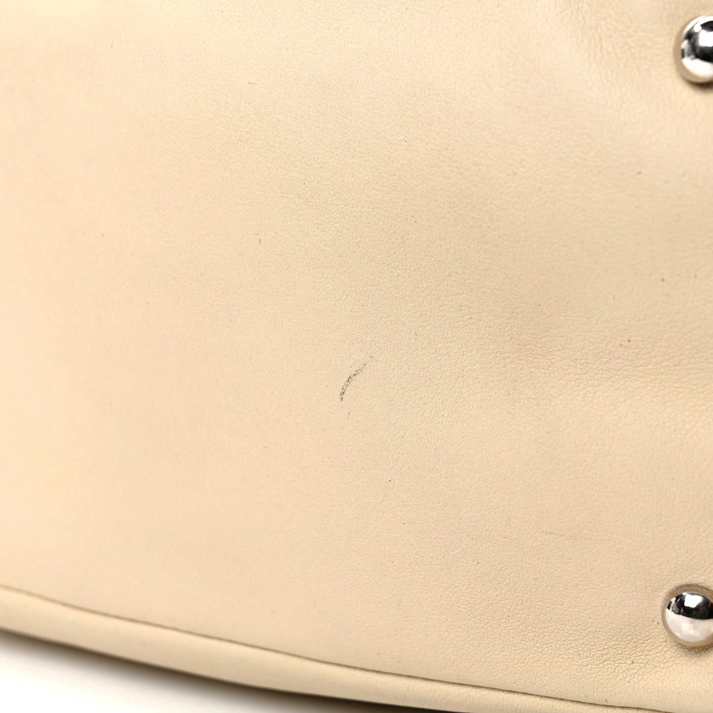 Lambskin Contrast Stitch Small Drawstring Tote Ivory