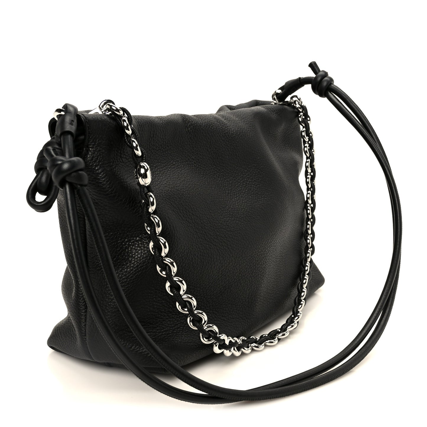 Mellow Nappa Medium Donut Chain Flamenco Knot Purse Black