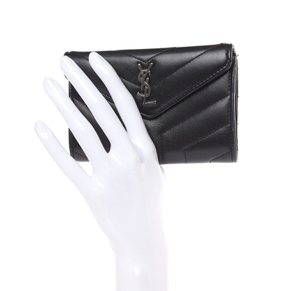 Saint Laurent Lambskin Y Quilted Monogram Small Loulou Envelope Wallet Black 2 of 14