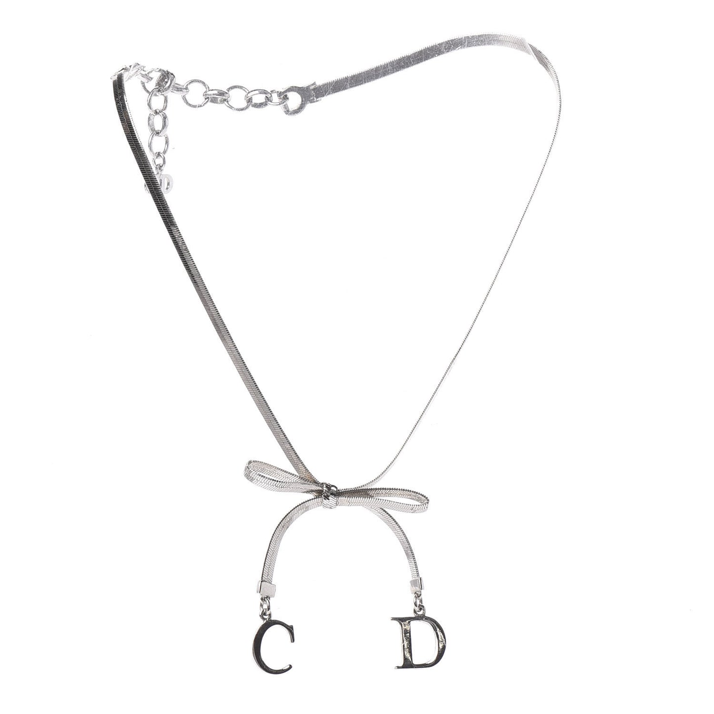 Bow CD Necklace Silver