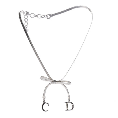 Christian Dior Bow CD Necklace Silver 3 of 6