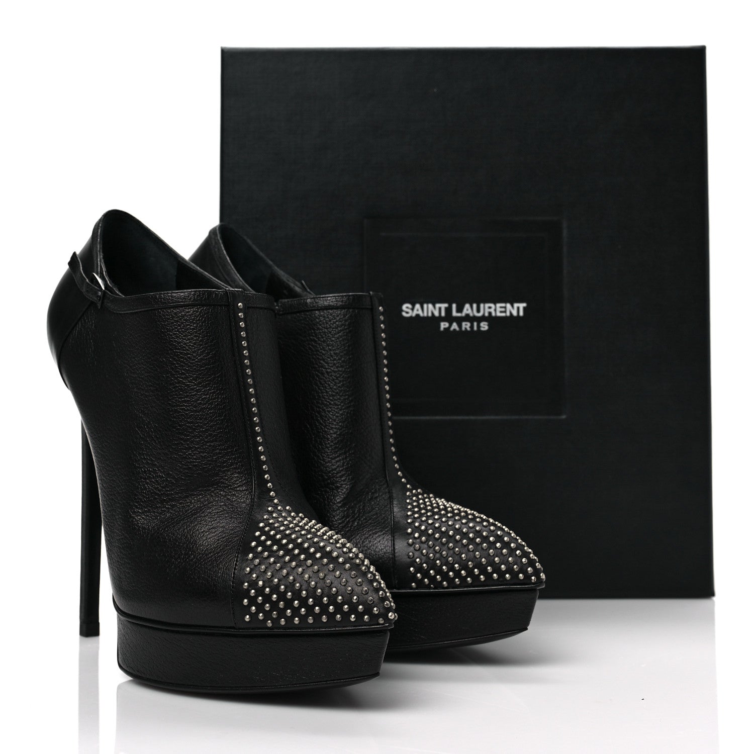 Saint Laurent Calfskin Studded Janis 105 Boots 39 Black 9 of 9