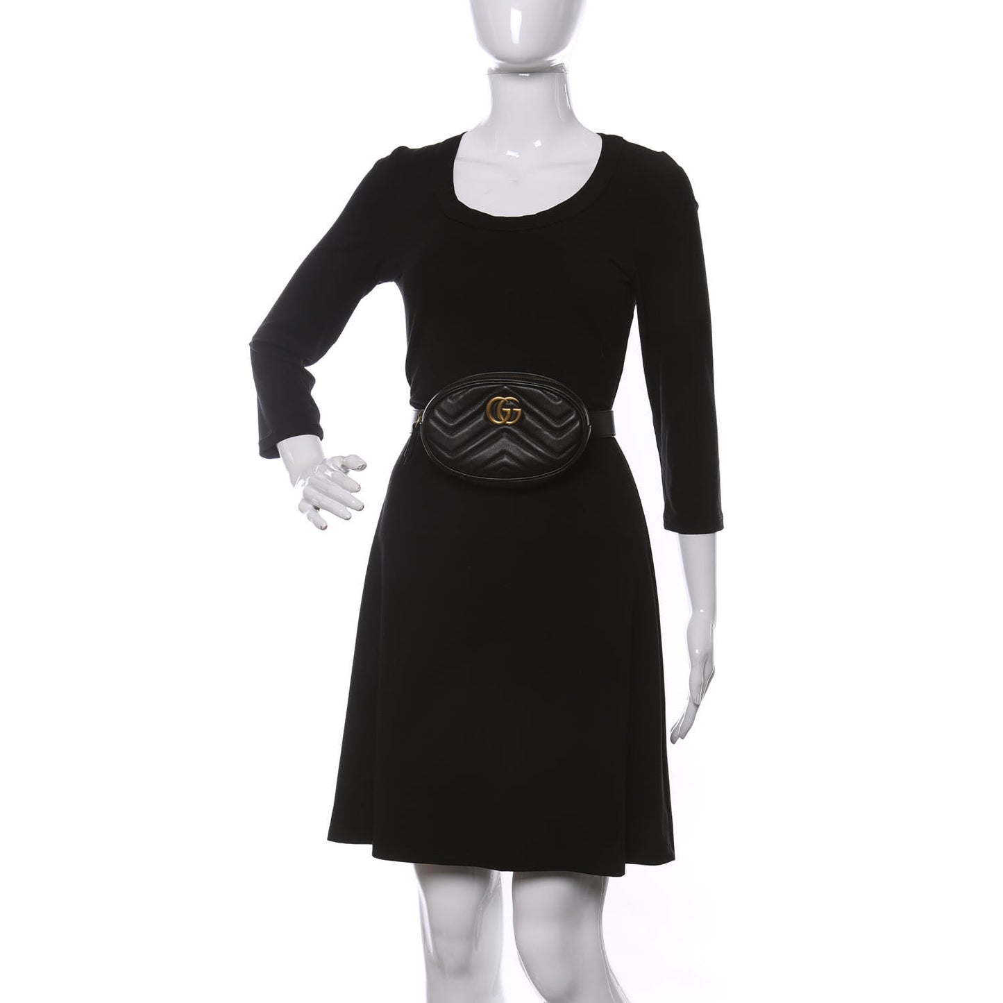 Calfskin Matelasse GG Marmont Belt Bag 75 30 Black