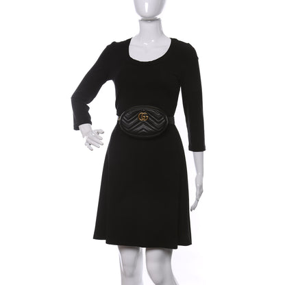 Gucci Calfskin Matelasse GG Marmont Belt Bag 75 30 Black 2 of 11